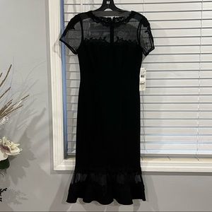 Aidan Mattox short sleeve crepe midi dress